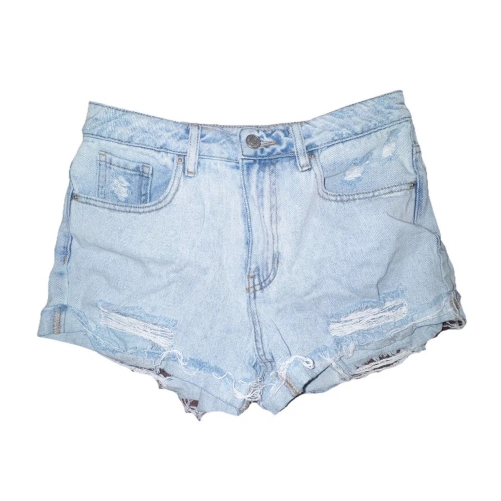 Pacsun Women’s Light Blue Distressed Denim Mom Shorts Size 26